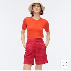 J Crew Pleated High-Rise Short in Colorful Gingham